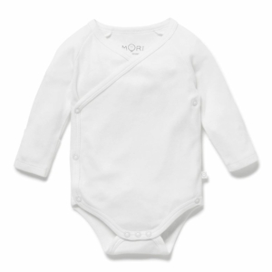 MORI Long Sleeve Kimono Bodysuit white