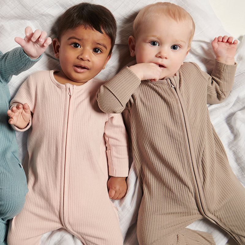 MORI Ribbed Clever Zip Sleepsuit, 0-9 m