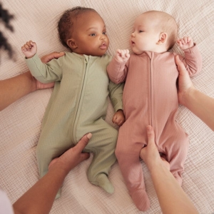 MORI Ribbed Clever Zip Sleepsuit, 0-9 m
