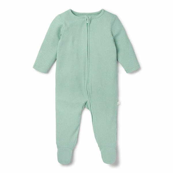 MORI Ribbed Clever Zip Sleepsuit, 0-9 m mint