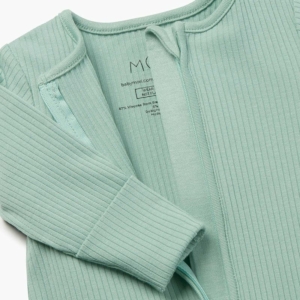 MORI Ribbed Clever Zip Sleepsuit, 0-9 m mint