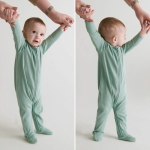 MORI Ribbed Clever Zip Sleepsuit, 0-9 m mint