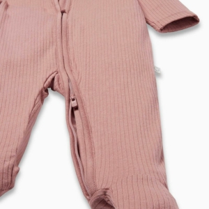 MORI Ribbed Clever Zip Sleepsuit, 0-9 m rose