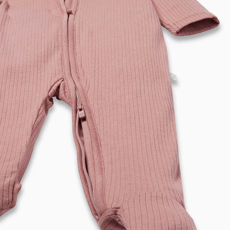 MORI Ribbed Clever Zip Sleepsuit, 0-9 m rose