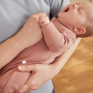 MORI Ribbed Clever Zip Sleepsuit, 0-9 m rose