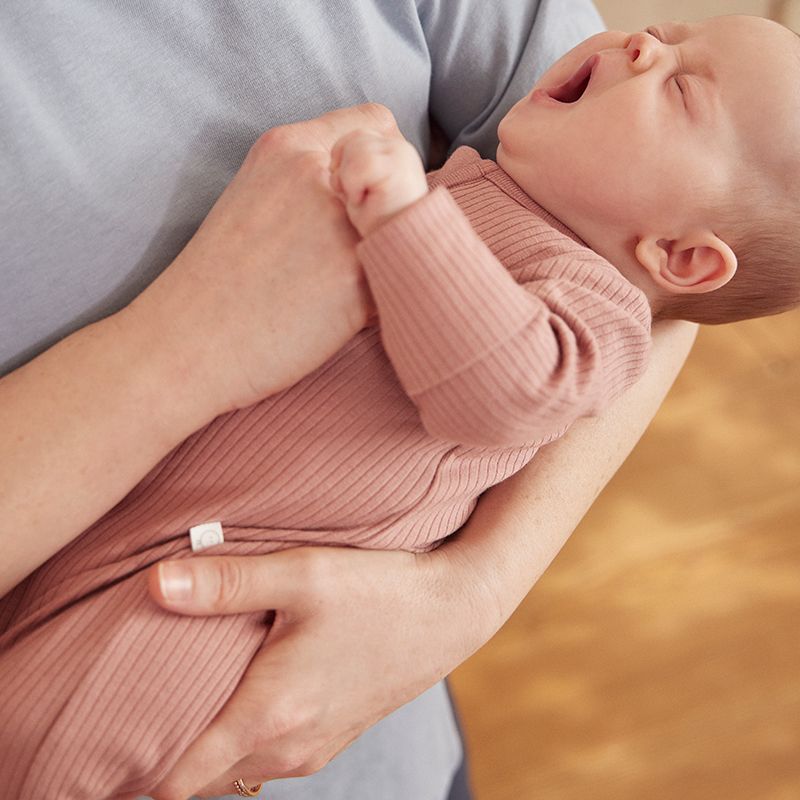 MORI Ribbed Clever Zip Sleepsuit, 0-9 m rose