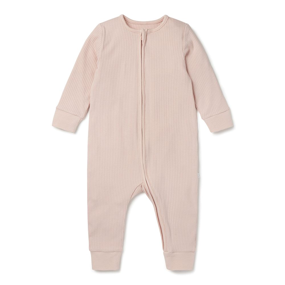 MORI Ribbed Clever Zip Sleepsuit, 9-24 m blush