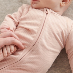 MORI Ribbed Clever Zip Sleepsuit, 9-24 m blush