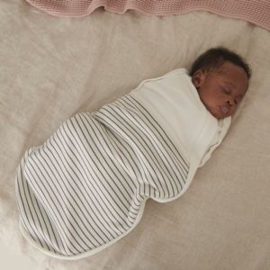 MORI Newborn Swaddle Bag grey stripe
