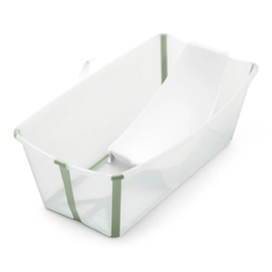 lastevann-koos-beebitoega-stokke-flexi-bath-green-01 Складная ванночка с сиденьем-горкой Stokke Flexi Bath green