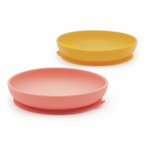 EKOBO Silicone Suction Plate, 2 pcs Coral/Mimosa