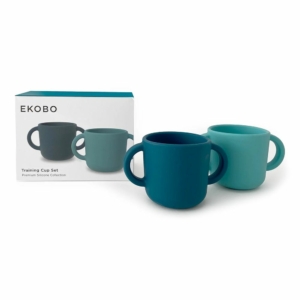 EKOBO Silicone Handled Cup, 2 pcs Blue Abyss/Lagoon