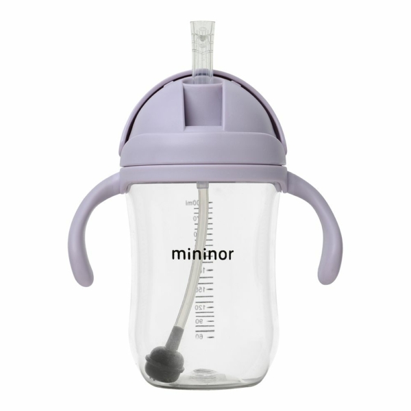 Mininor Straw Bottle 330 ml Lilac Flower