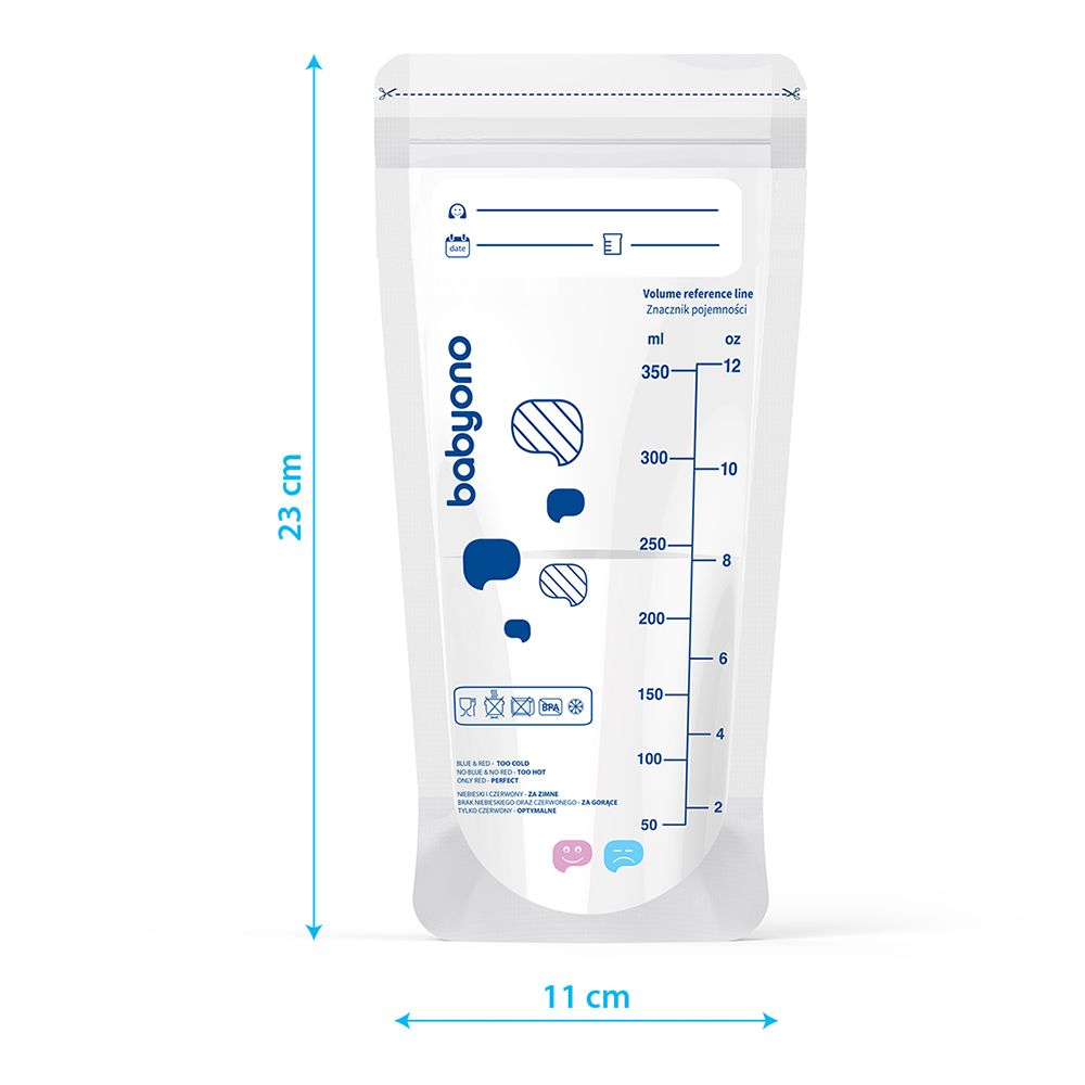 BabyOno Breast Milk Storage Bags with Temperature Indicator, 30 pcs