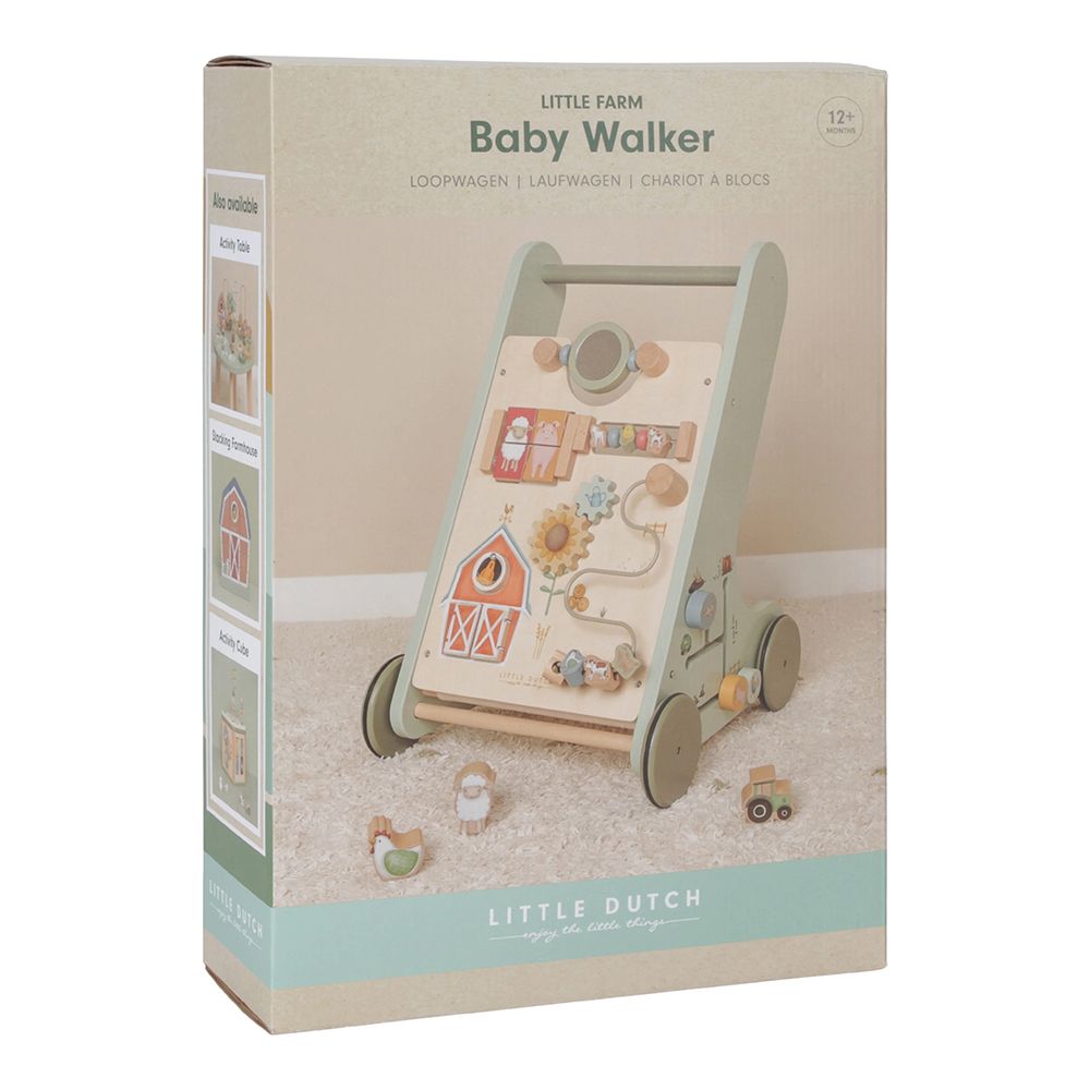 Little Dutch Baby Walker with Activity Board Green