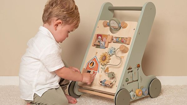 Little Dutch Baby Walker with Activity Board Green video