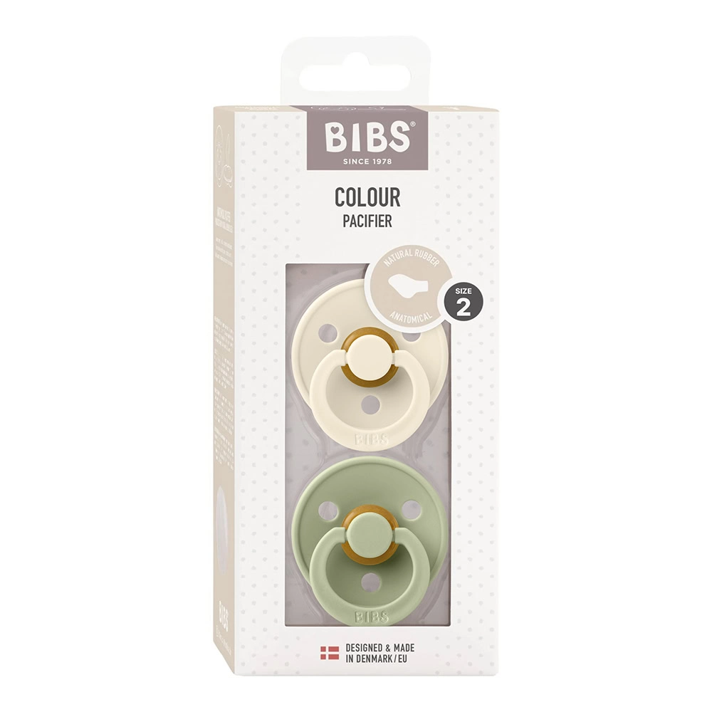 BIBS Colour Anatomical Pacifier, 2 pcs Ivory/Sage