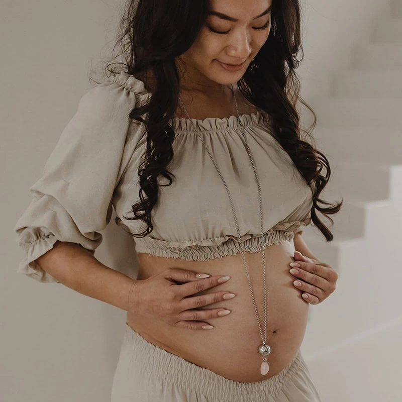 Колье бола для беременных Proud MaMa Linn Rose Quartz