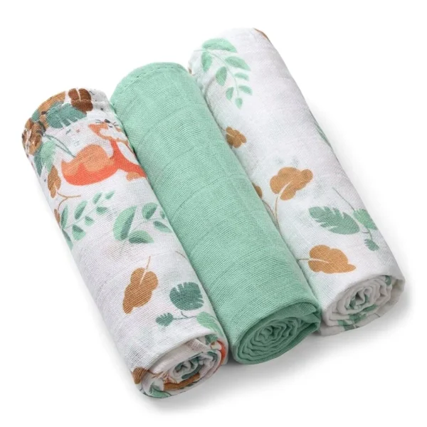 Musliinist mähkimislinad Babyono 3 tk Green