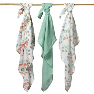 Musliinist mähkimislinad Babyono 3 tk Green