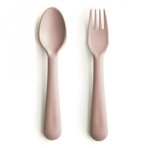 Mushie Spoon and Fork Set blush